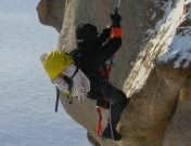 Alain beim Nachjümarn in der 6ten Seillänge